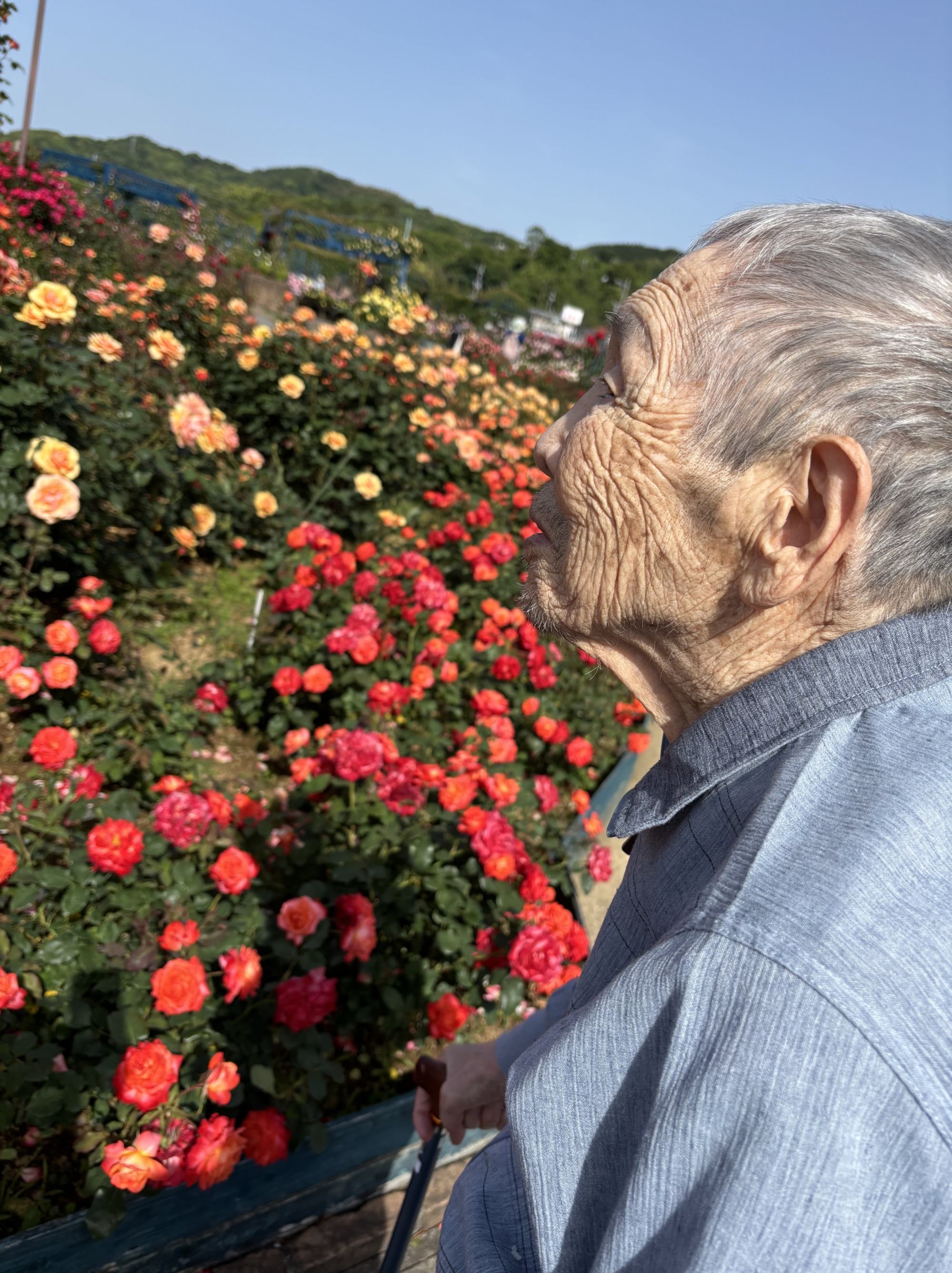 赤い薔薇と男性ご利用者様