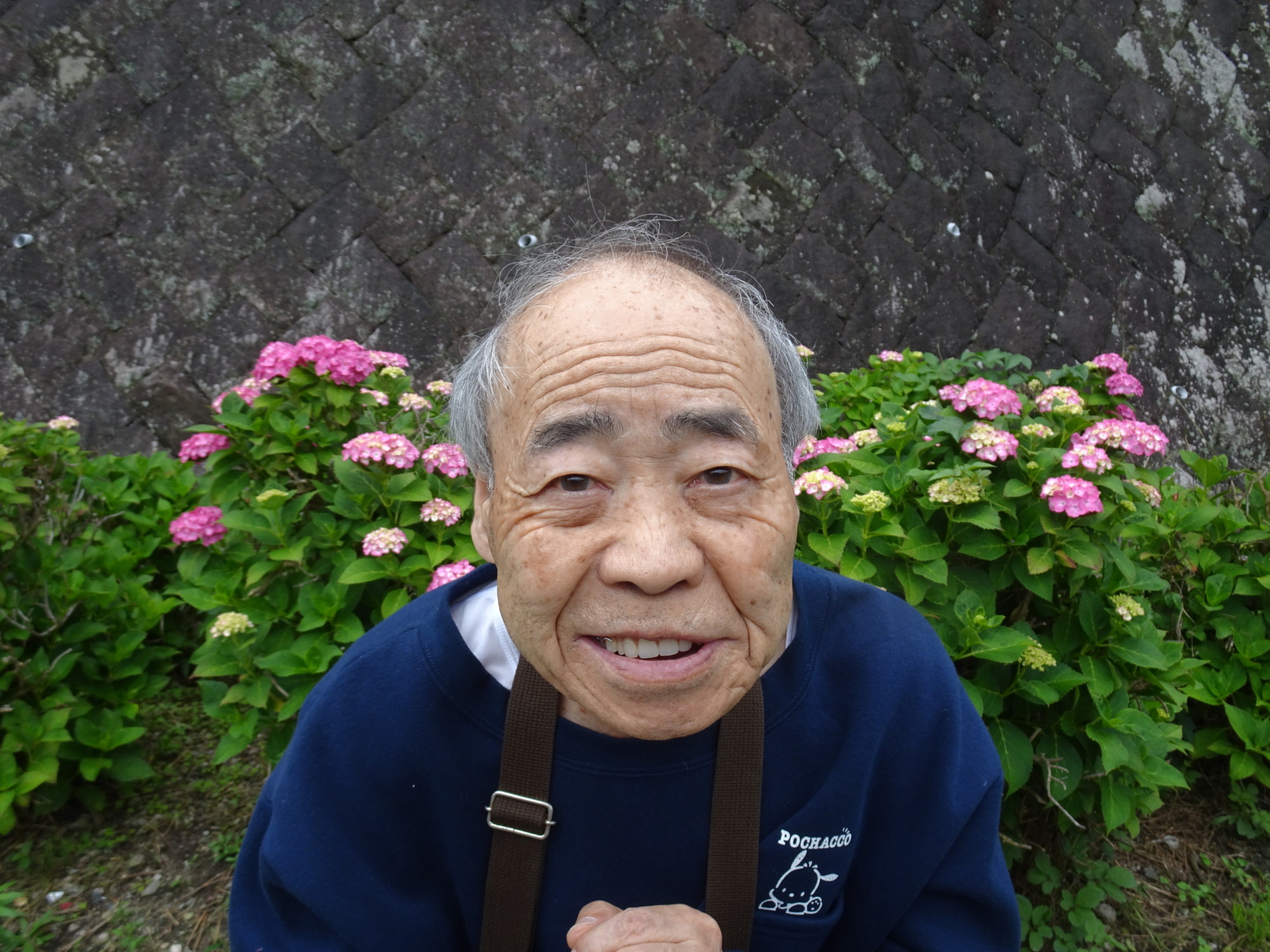 あじさいの前で撮った写真