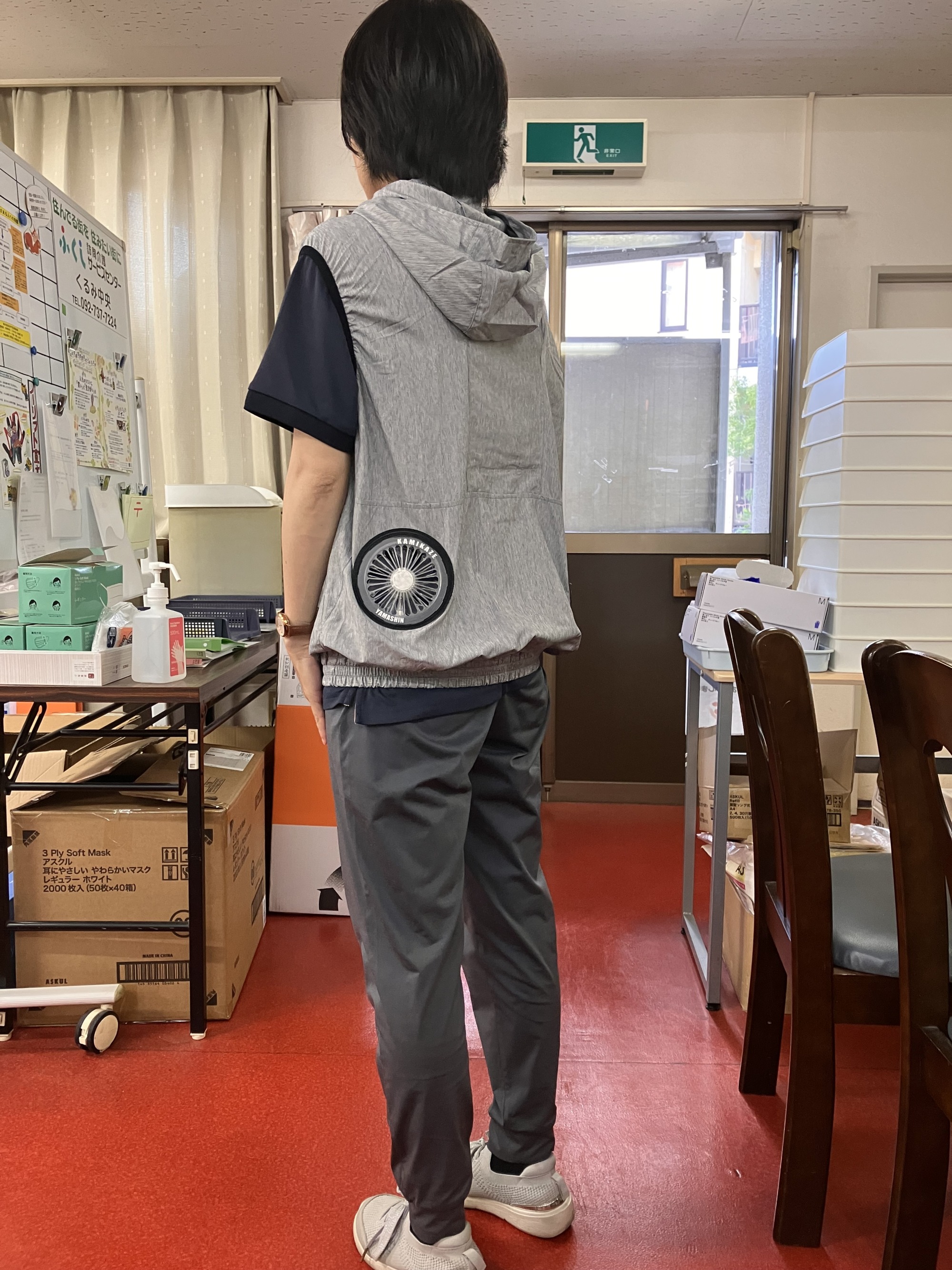 空調服着用　扇風機付けてない状態