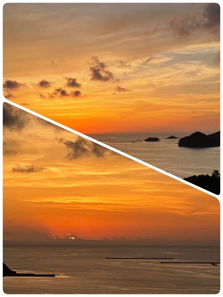 2枚の夕焼けの写真