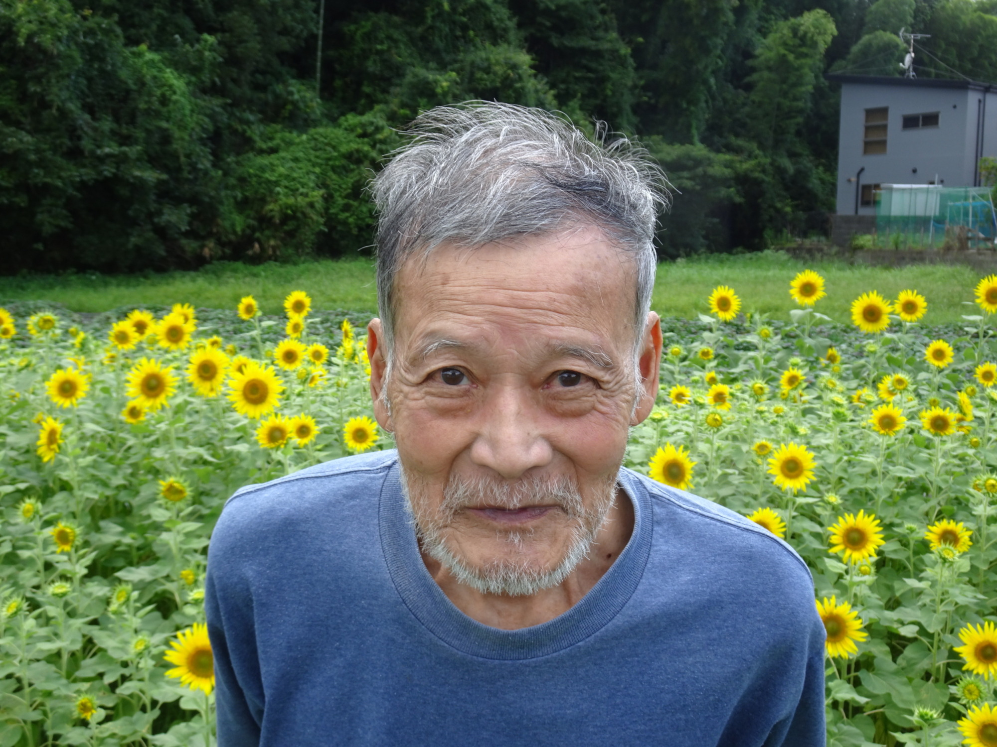 ひまわりの前で撮った写真