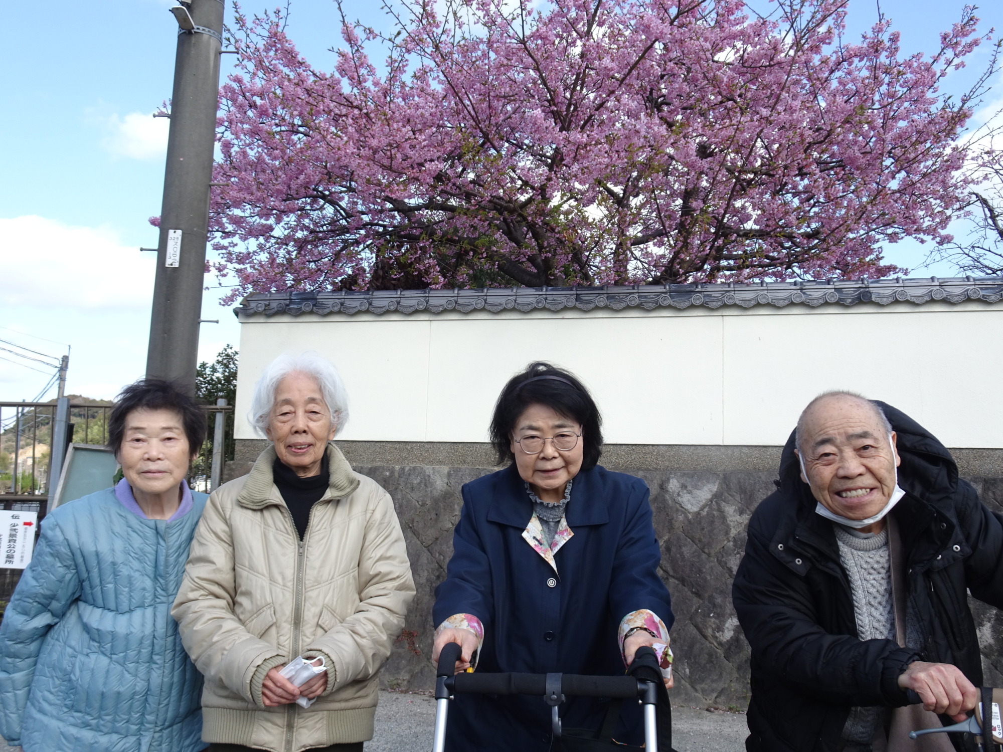 桜の前で撮った写真