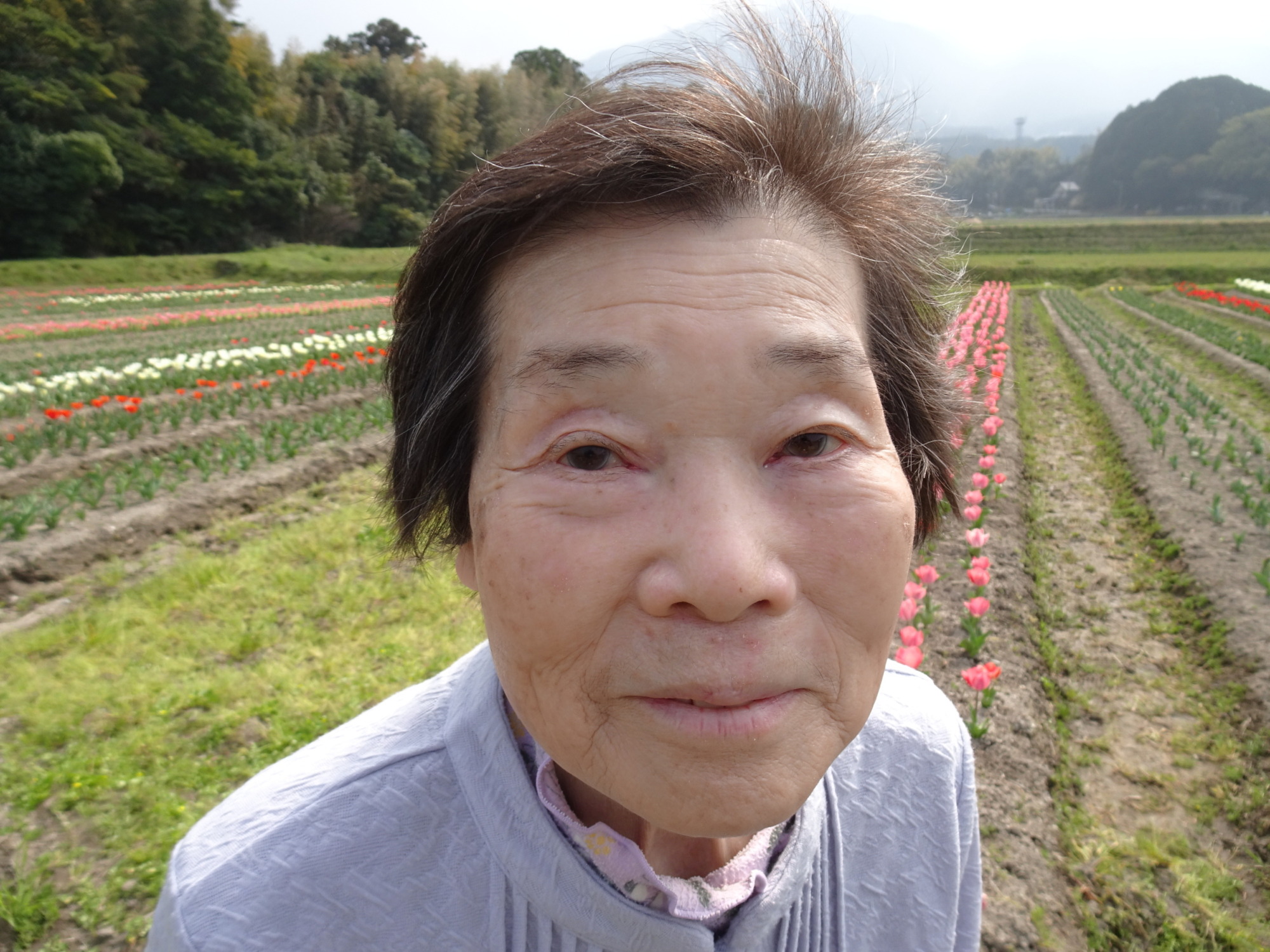 チューリップ畑で撮った利用者さんの写真