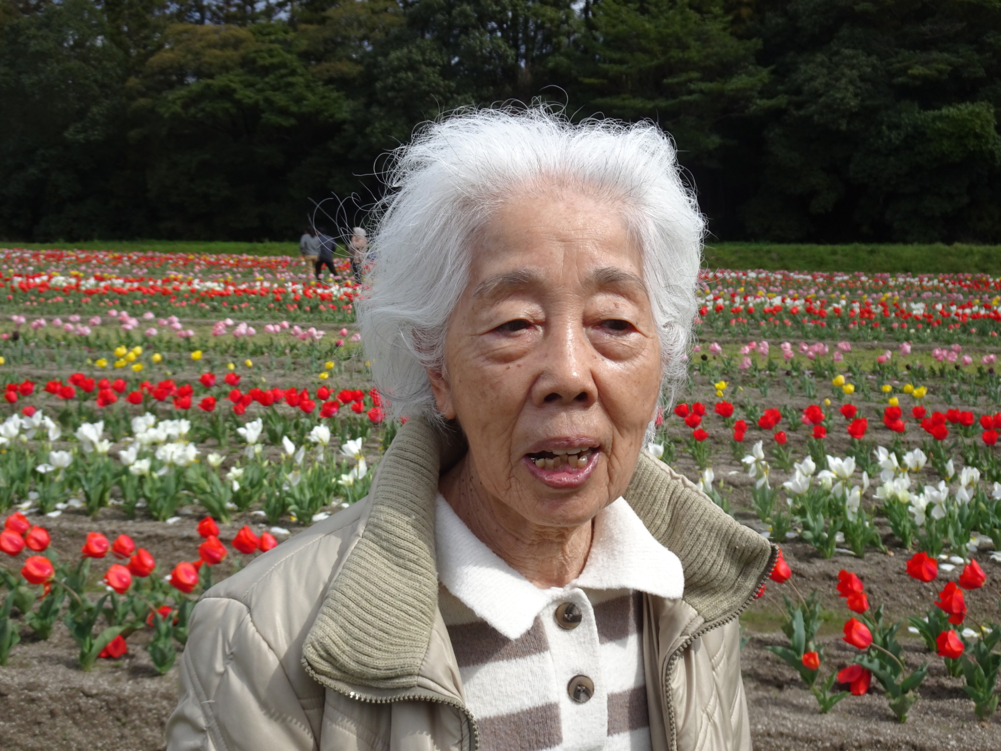 チューリップ畑で撮った利用者さんの写真