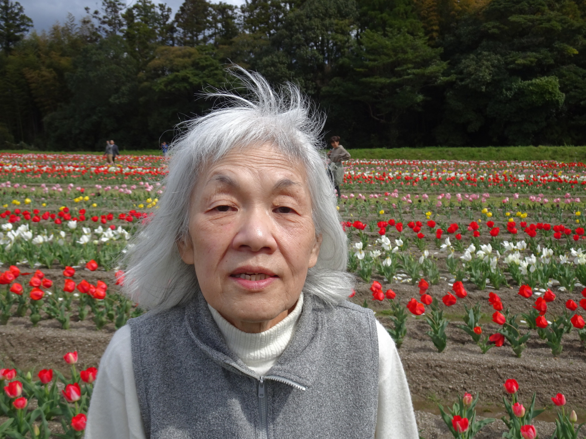 チューリップ畑で撮った利用者さんの写真