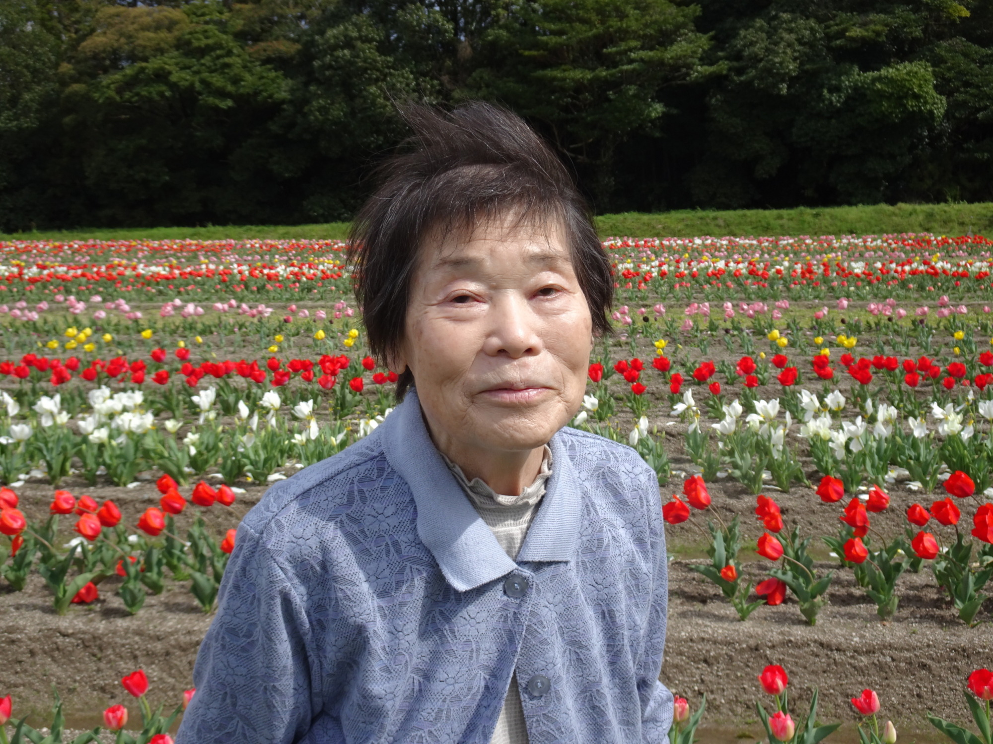 チューリップ畑で撮った利用者さんの写真
