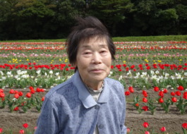 チューリップ畑で撮った利用者さんの写真