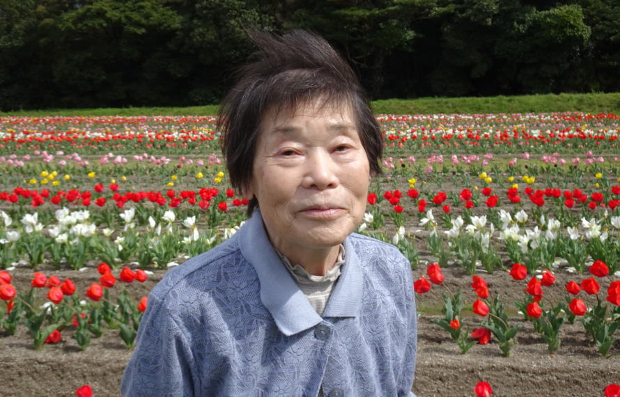 チューリップ畑で撮った利用者さんの写真