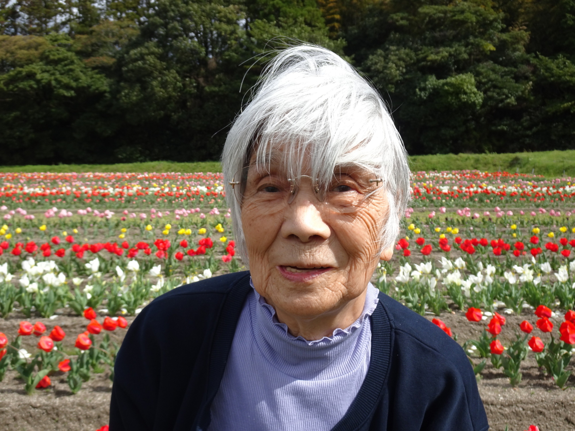 チューリップ畑で撮った利用者さんの写真