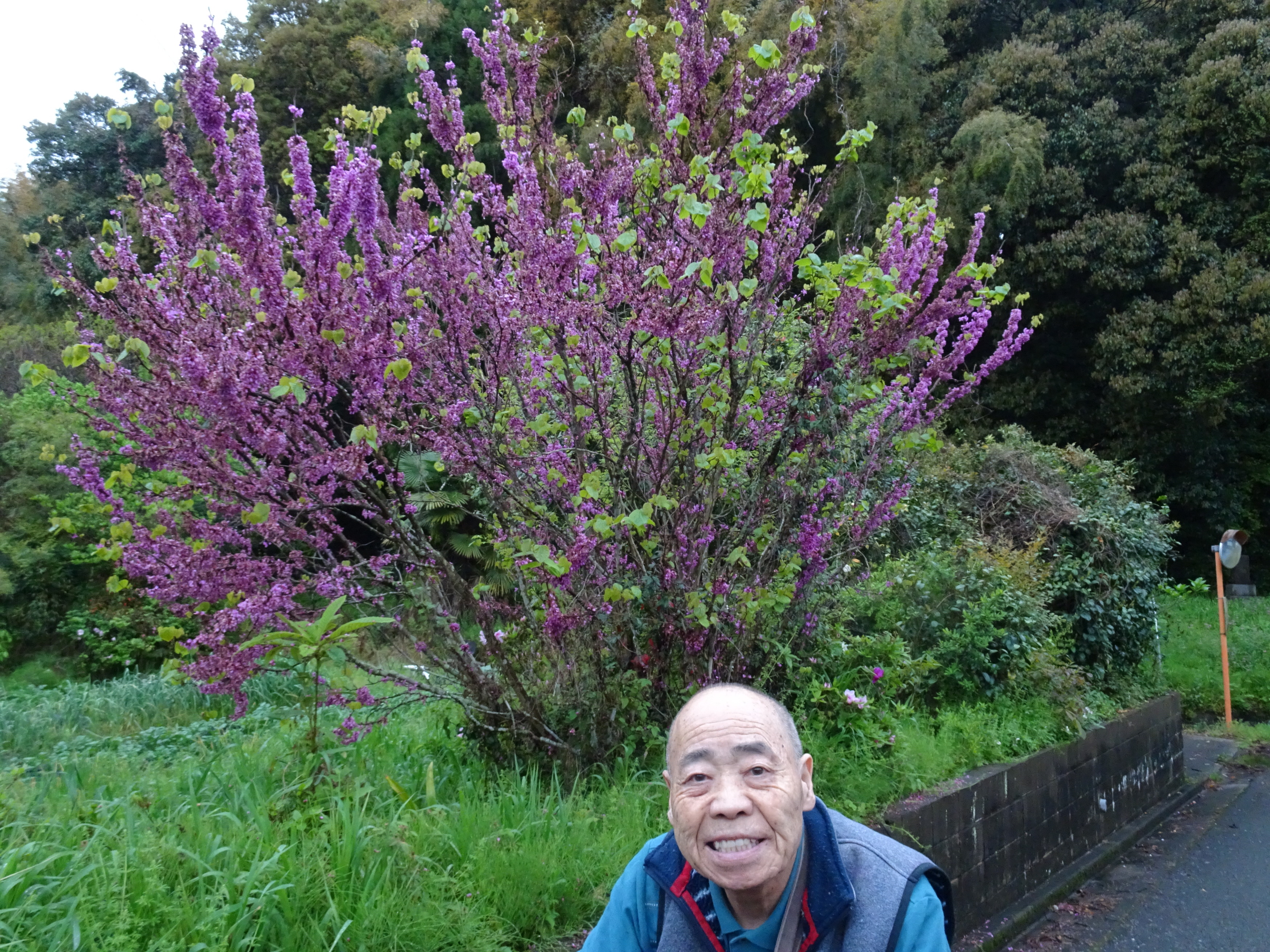 花の前で撮った利用者さんの写真