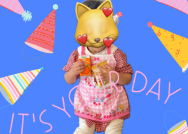 グリーンコープ商品(温州みかんジュースと小さなボーロ)を持ったお孫さんの写真