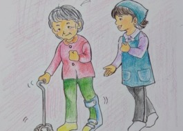 利用者様のがんばりを見守るワーカー