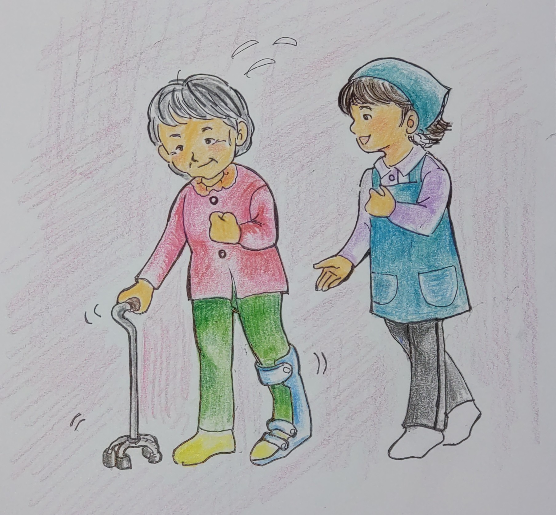 利用者様のがんばりを見守るワーカー
