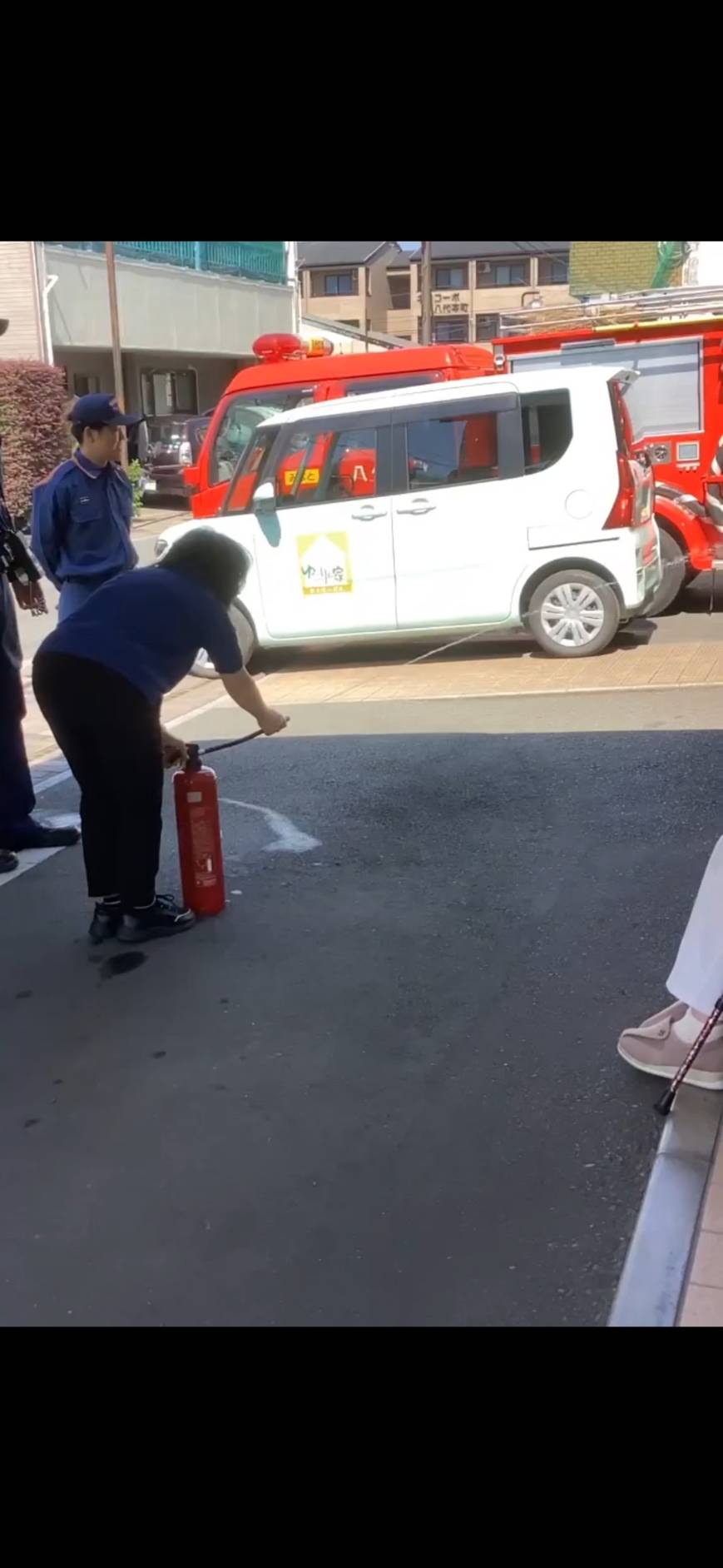 水消火器で訓練